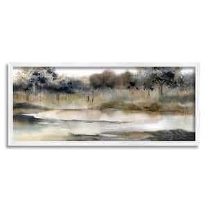 Trees By Lakeside Landscape Design by Carol Robinson Framed Abstract Art Print 30 in. x 13 in.