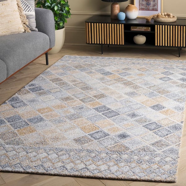 Renewal 8 ft. x 10 ft. Beige/Gray Geometric Diamond Area Rug