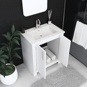 Austin 30 in. W X 20 in. D Bath Vanity in White with Acrylic Vanity Top in White with White Basin