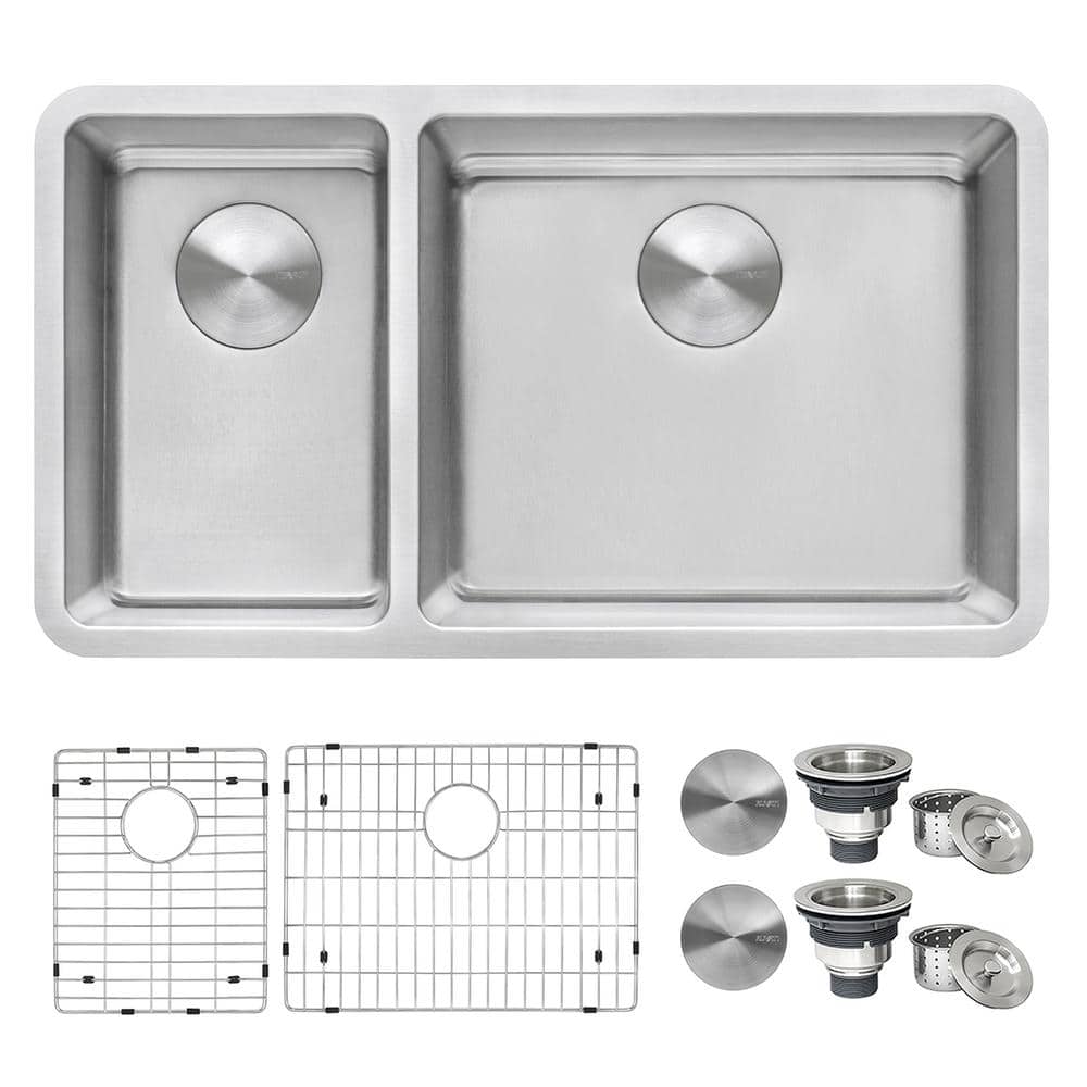 Ruvati 35-inch Drop-in Double Bowl Stainless Steel Kitchen Sink