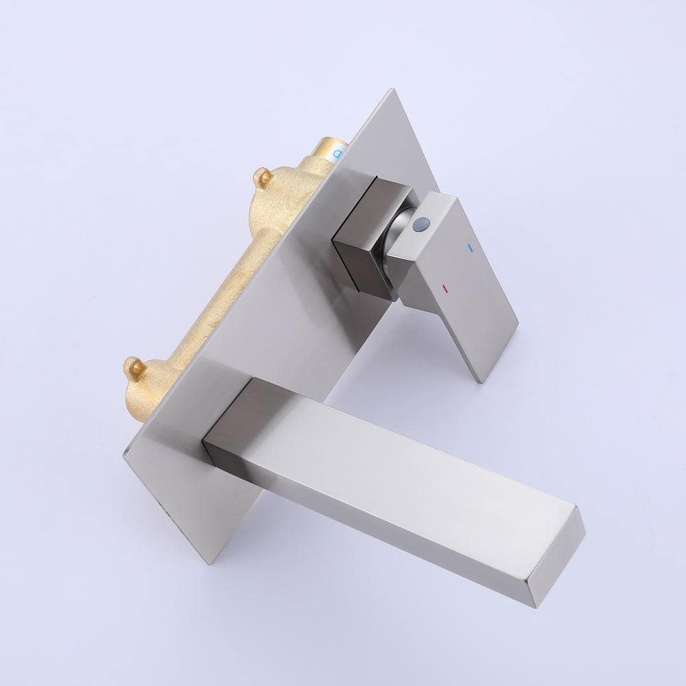 Brushed Nickel Single-Handle Wall-Mount Bathroom Faucet