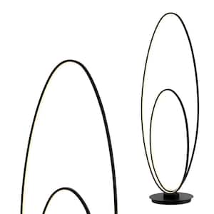 Looper 47 in. Black Metal Modern Contemporary Oval Dimmable Integrated LED Arc Floor Lamp