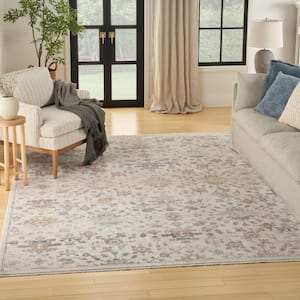 Timeless Classics Ivory Grey 9 ft. x 11 ft. Medallion Traditional Area Rug