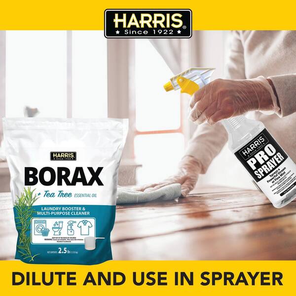 Harris 2.5 lbs. Borax Laundry Booster and Multi-Purpose Cleaner with Tea Tree Essential Oil (2-Pack) and 32 oz. Spray Bottle