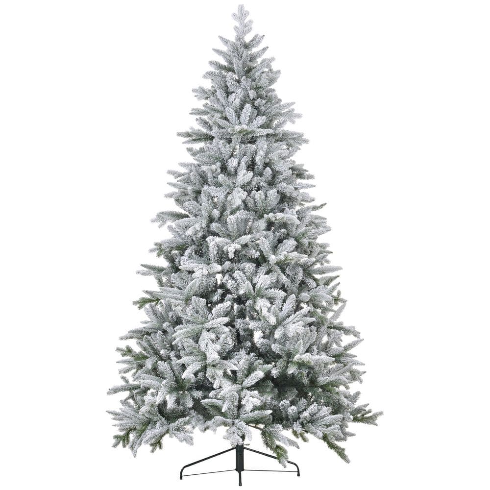 8 ft. Snow Flocked Artificial Christmas Tree with 2003 Tips, Foldable Metal Stand, Easy Assembly, Hinged Xmas Tree price history on PriceWatchPro