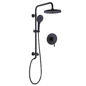 Single-Handle 3-Spray Shower Faucet 1.8 GPM with Pressure Balance, Anti Scald Wall Mount Shower System in Matte Black