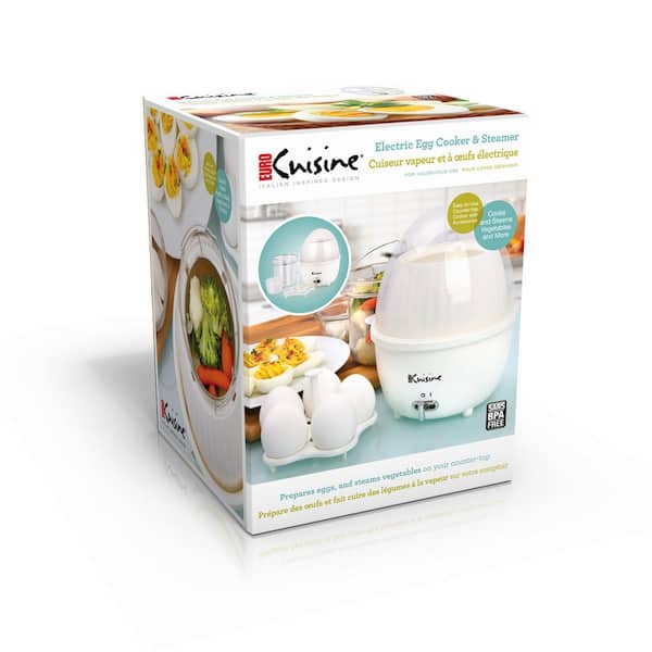 Euro Cuisine Electric Egg Cooker 5Eggs and Food Steamer White