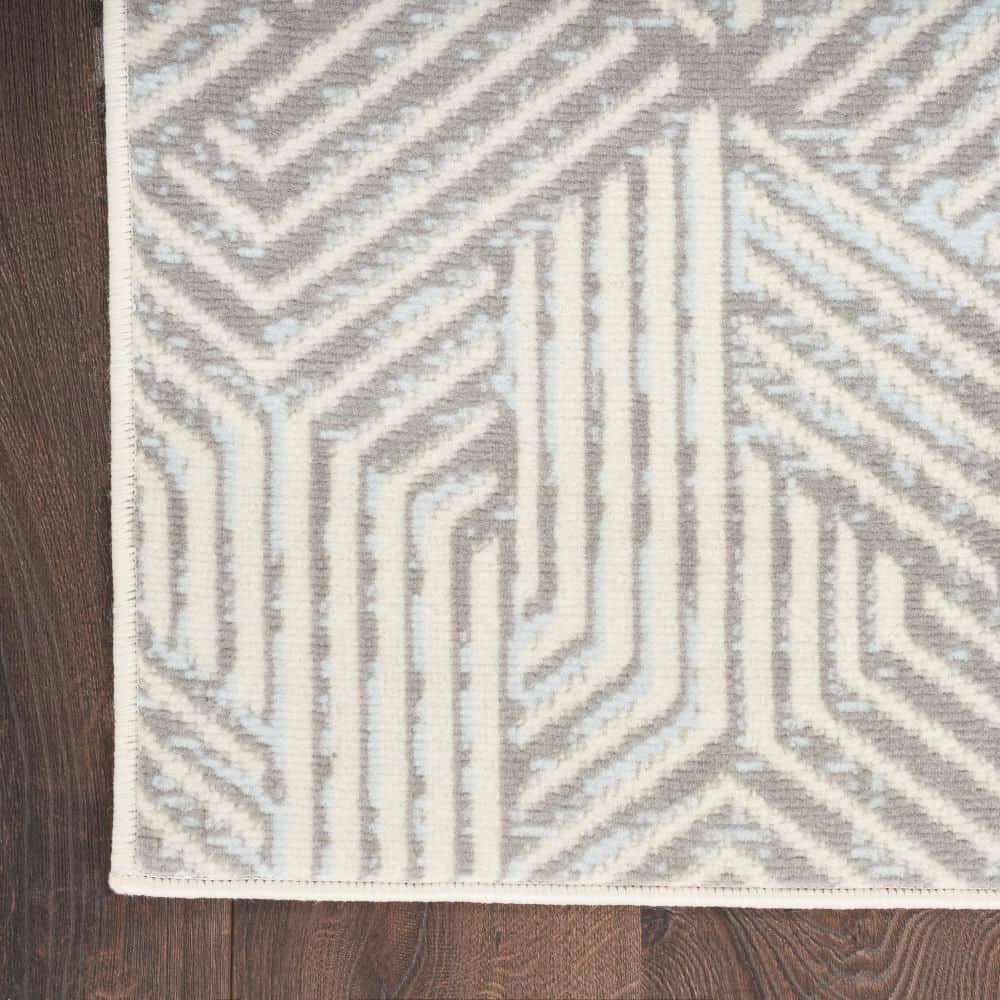 Grafix Gray Geometric 2' x 4' Synthetic Area Rug