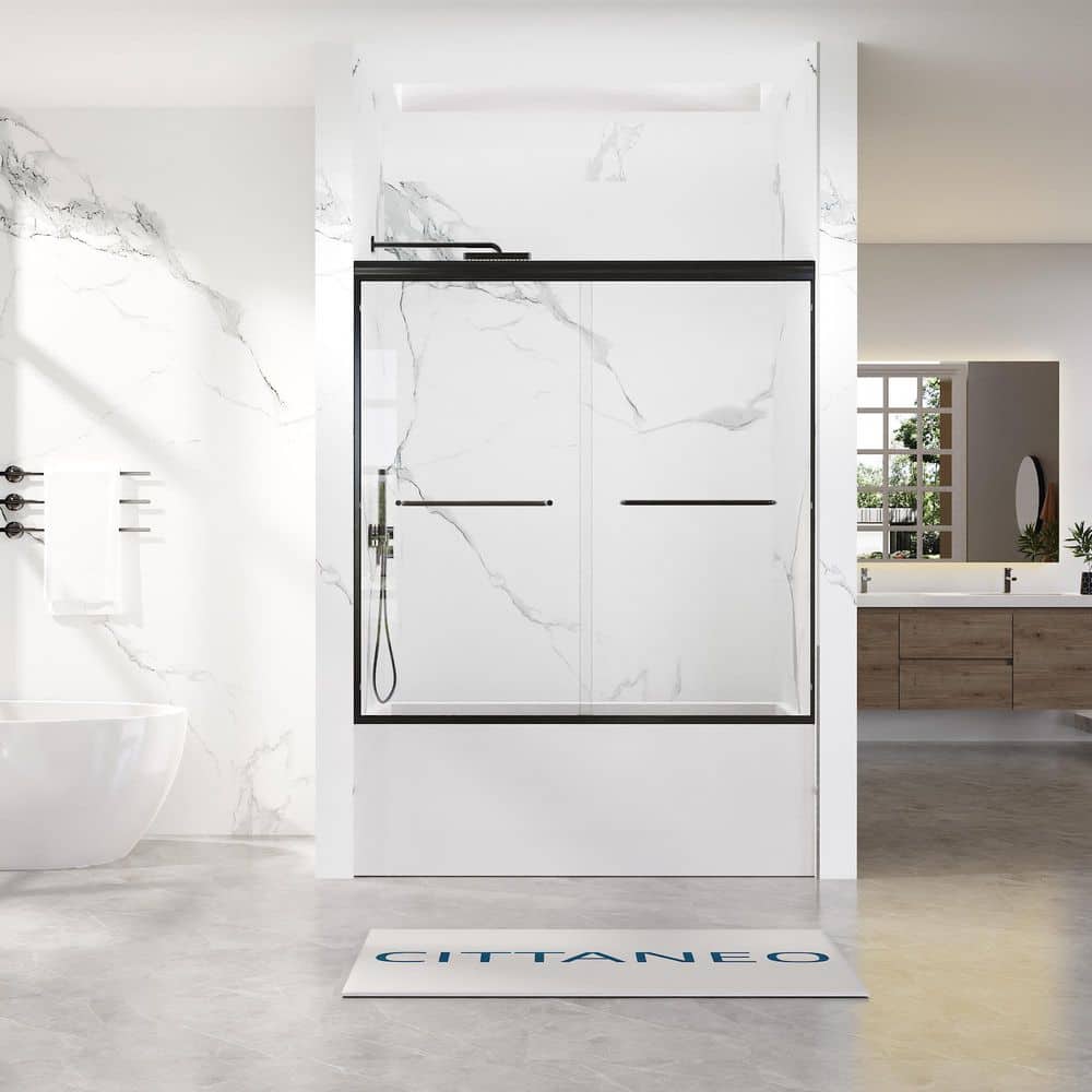 "56""-60"" W X 60"" H Double Sliding Semi Frameless Tub Door, 5/16-Inch (8mm) Tempered Clear Glass" price history on PriceWatchPro