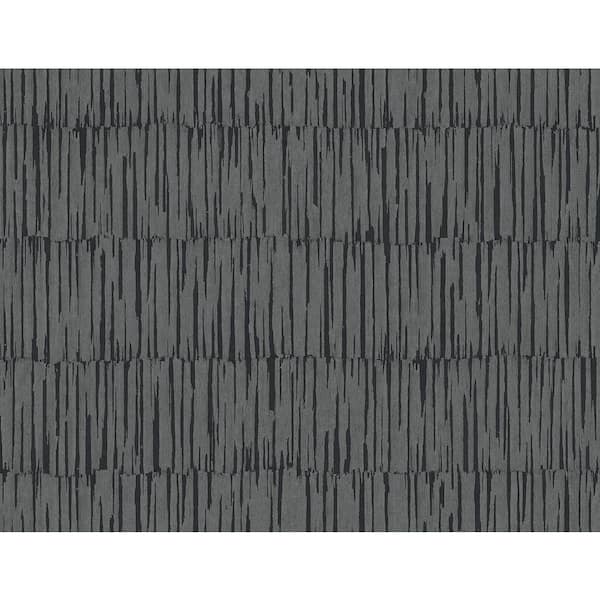 Seabrook Designs Charcoal Naomi Striped Paper Unpasted Wallpaper Roll (60.75 sq. ft.)