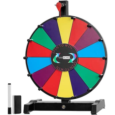 Tabletop Spinning Prize Wheel with 14-Color Slots, Dry Erase Marker and Eraser