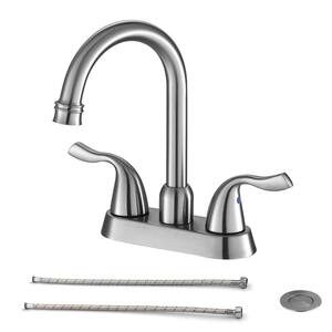 Lever Handle Water Fall Vessel Sink Faucet with Drain Kit Included and and Supply Lines in Brushed Nickel