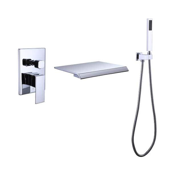 Dimakai Single Handle 1-Spray 2 GPM Wall Mounted Bathtub Faucet with  Handheld Shower in Brush Nickle LYJ-7013-BN - The Home Depot