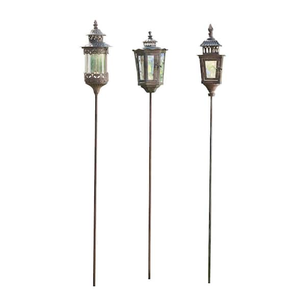 Titan Lighting Jackson Square 50 in., 51 in. and 52 in. Smoke Finished Iron Decorative Garden Stakes (Set of 3)