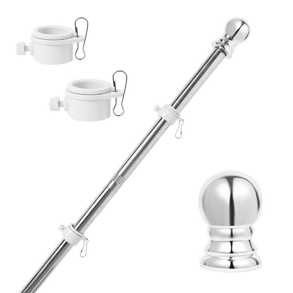 Adjustable Stainless Steel Flag Pole Kit Tangle Free Rings for 3x5 American Flag Mounting for Yard Truck Boat price history on PriceWatchPro