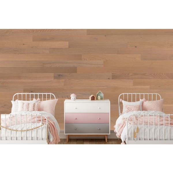 Timberchic 1/8 in. x 3 in. x 12 in. - 42 in. Blush Oak Peel and Stick Wooden Decorative Wall Paneling (20 sq. ft./Box)