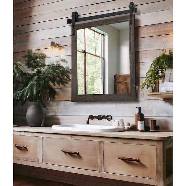 Rayne Mirrors (33 in. W x 38 in. H) Ebony Oak Hardwood