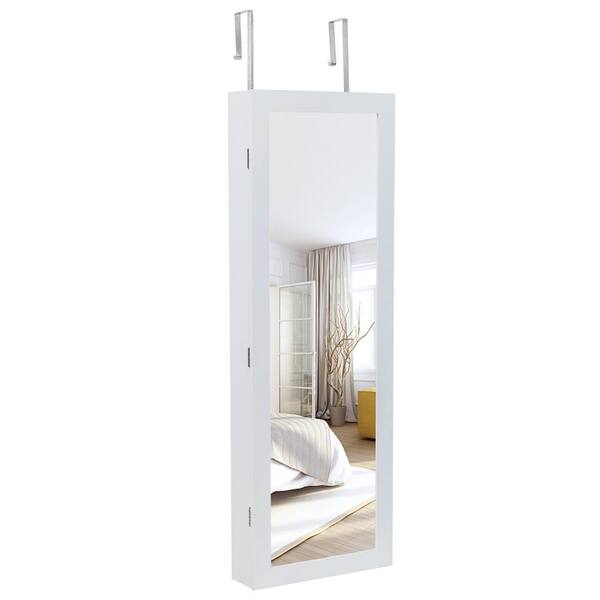 Full Length Mirror with Sliding Storage Cabinet
