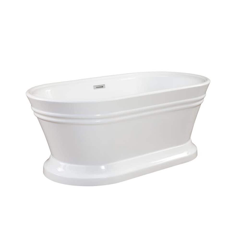 Solace 59.1'' White Freestanding Acrylic Soaking Bathtub