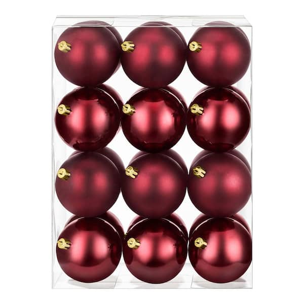 24-Piece Crimson Shatter-Resistant Ornaments