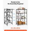 Huluwat black steel shelving unit shown both folded and fully assembled with items.