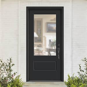 Performance Door System 36 in. x 80 in. VG 3/4-Lite Left-Hand Inswing Clear Black Smooth Fiberglass Prehung Front Door