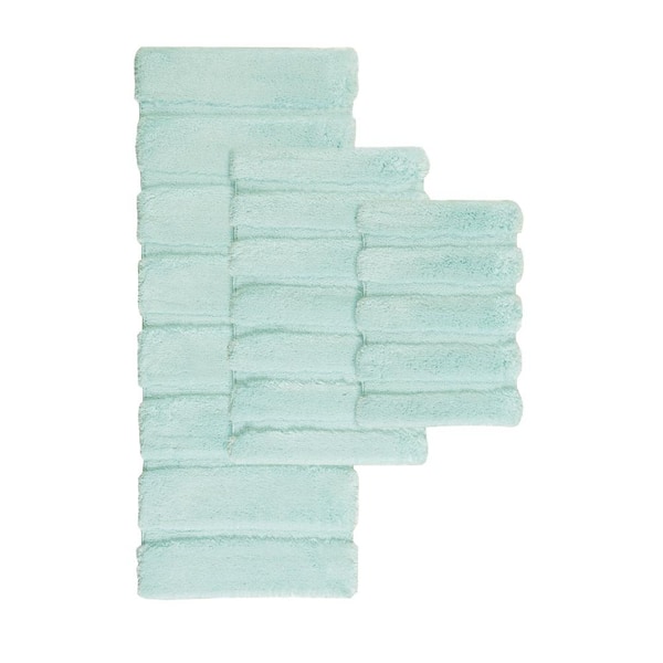Tufted Pearl Channel 24 in. x 58 in. Seafoam Polyester Runner Bath Rug