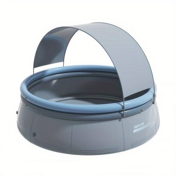 Unbranded 118 in. Round Inflatable Pool, PVC Outdoor Inflatable Swimming Pool with Canopy, Aqua Grey