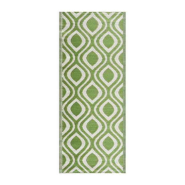 PLAYA RUG Venice Green Creme 2 ft. 3 in. x 6 ft. Reversible Recycled Plastic Indoor/Outdoor Area Rug