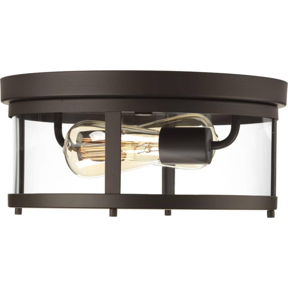 Antique Bronze 12.63" Glass Flush Mount Ceiling Light