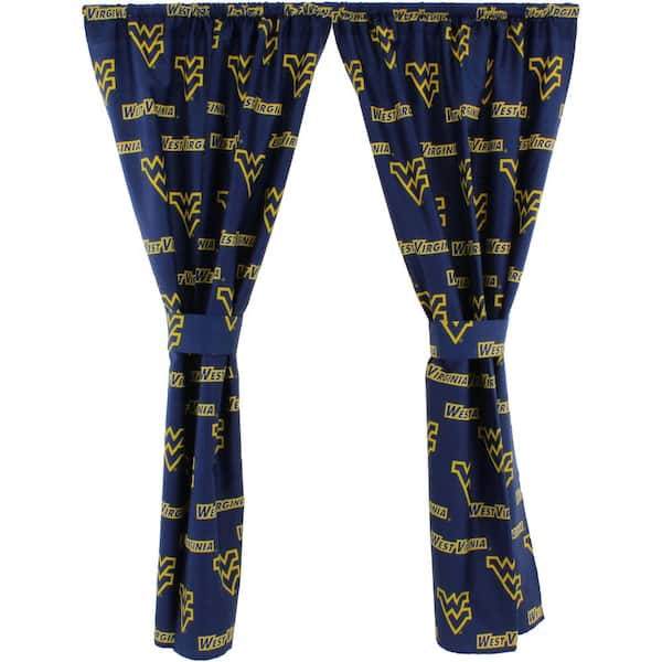 College Covers 42 in. W x 84 in. L West Virginia Mountaineers Cotton With Tie Back Curtain in Blue (2 Panels)