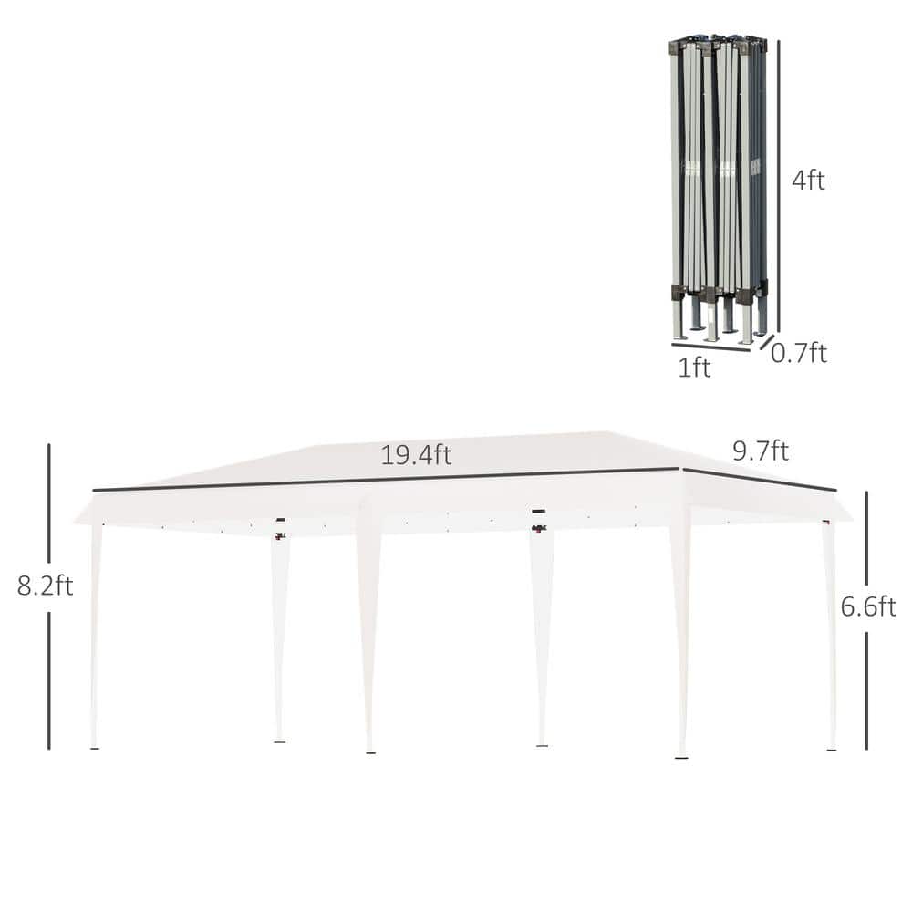 19 Ft. White Steel UV Resistant Pop-Up Canopy Tent