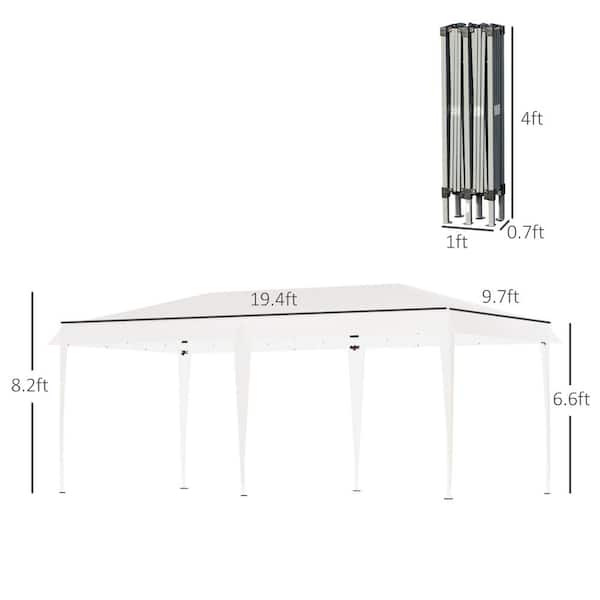 Outsunny 19 ft. x 10 ft. Heavy Duty Pop Up White Canopy with