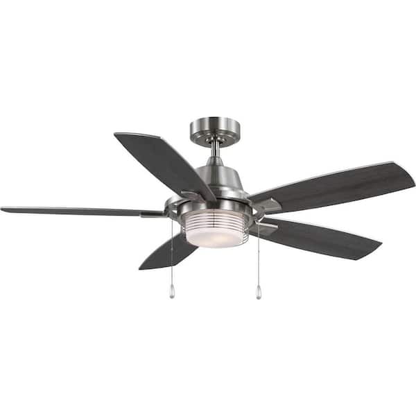 Progress Lighting Freestone 52 in. Indoor Brushed Nickel Transitional Ceiling Fan with 3000K Light Bulbs Included with Remote