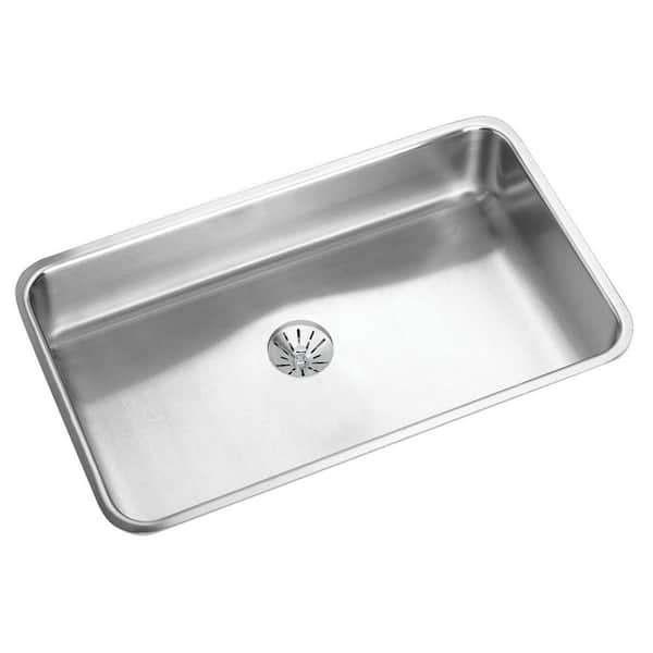 Lustertone Classic 31 in. Undermount Single Bowl 18-Gauge Stainless Steel Kitchen Sink w/ Accessories