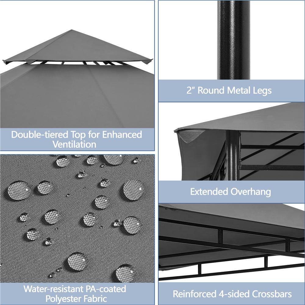 Gray Steel 11x11ft Water-Resistant Patio Gazebo