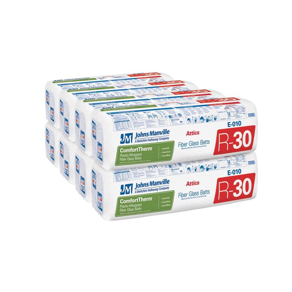 Johns Manville R 30 Comforttherm Faced Fiberglass Insulation Batt 24 In X 48 In 8 Bags E010 The Home Depot