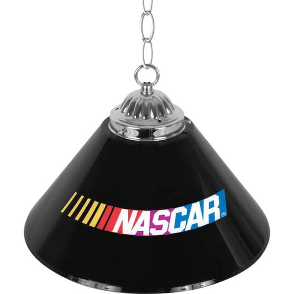 Trademark NASCAR 14 in. Single Shade Black and Silver Hanging Lamp