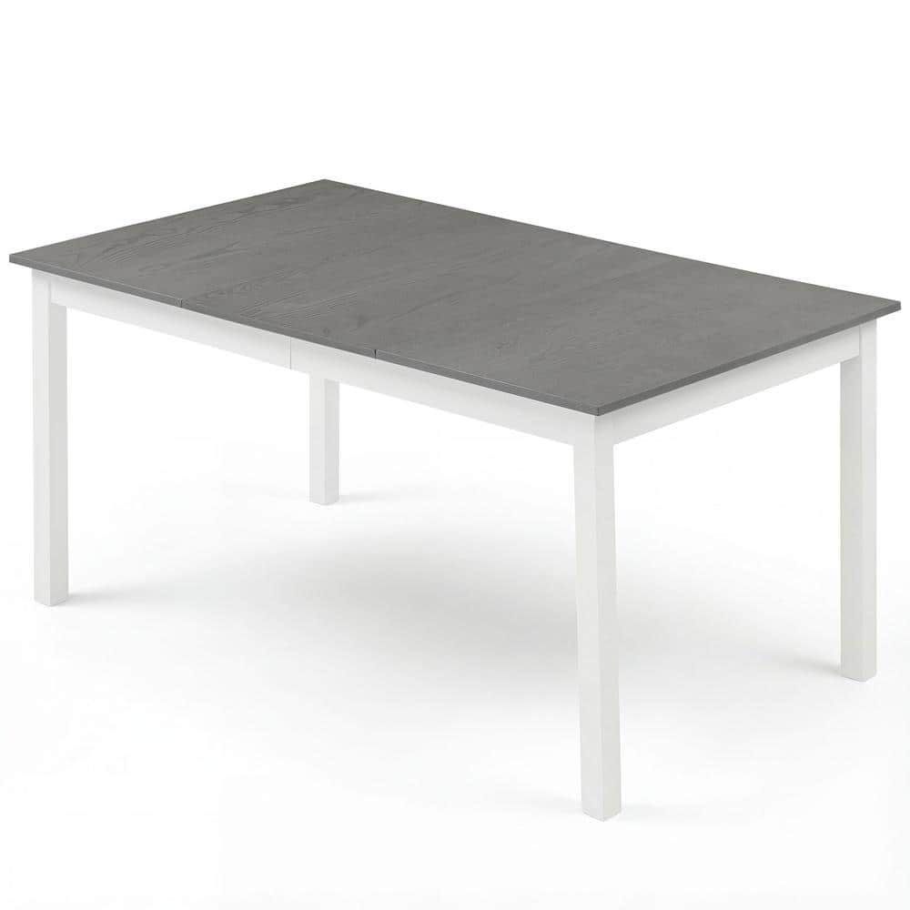 Bunpeony 60 Inch Rectangular Dinner Table with Solid Rubber Wood