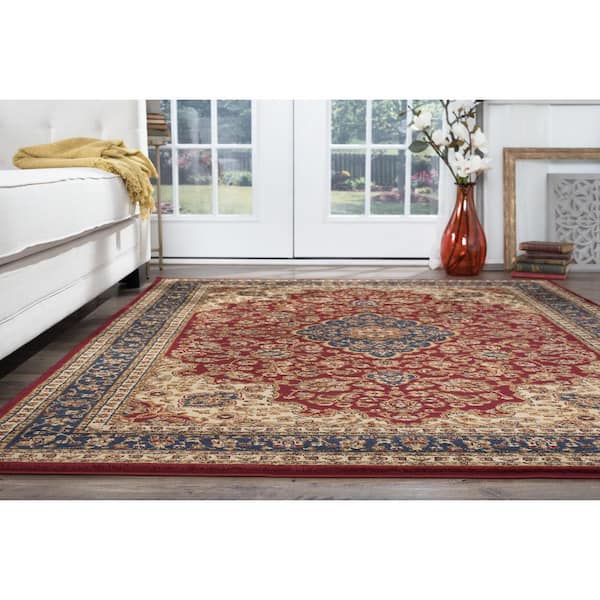 Transitional Tayse Princeton Red 8x11 Rectangle Area Rug for Living Bedroom Border or Dining Room 