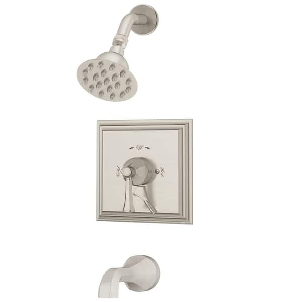 Symmons Canterbury Single-Handle 1-Spray Tub and Shower Faucet with Integrated Diverter in Satin Nickel (Valve Included)