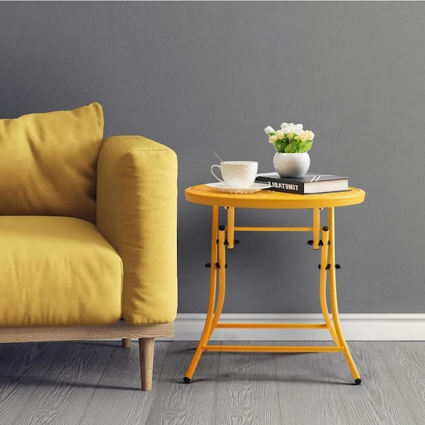 Yellow Metal Folding Outdoor Side Tables D09TW41FCS - The Home Depot