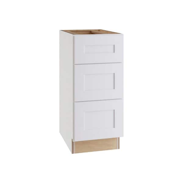 Home Decorators Collection Newport Pacific White Plywood Shaker Assembled Vanity Drawer Base Kitchen Cabinet Soft Close 15 in W x 21 in D x 34 in H