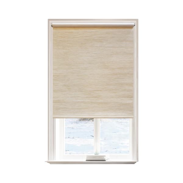 Lumi Beige Polyester 36 in.W x 72 in.L Light Filtering Cordless Natural Fabric Roller Shades