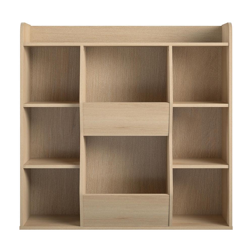 Ameriwood Home Lauren 40.79 in. Blonde Oak 9-Shelf Bookcase with Toy Storage Bins -  HD84399