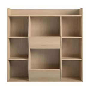 Lauren 40.79 in. Blonde Oak 9-Shelf Bookcase with Toy Storage Bins
