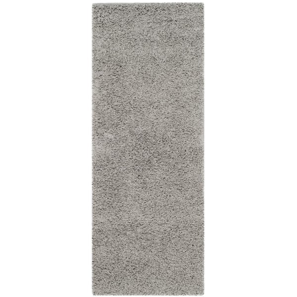 SAFAVIEH Athens Shag Light Gray 2 ft. x 8 ft. Solid Runner Rug