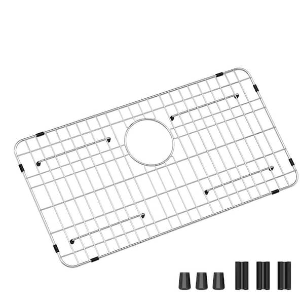 26 in. L x 14 in. W Stainless Steel Sink Grid and Protectors with Rear Drain for Single Sink Bowl, Easy to Install