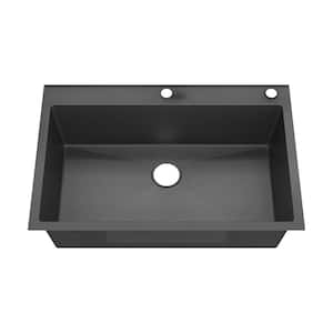 33 in. Drop-In Single Bowl 18-Gauge Black 304 stainless steel Workstation Kitchen Sink