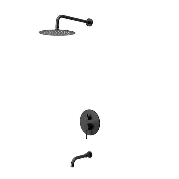 Crozet Single Handle 2-Spray Tub and Shower Faucet Shower Head with Pressure Balance 1.8 GPM in Matte Black